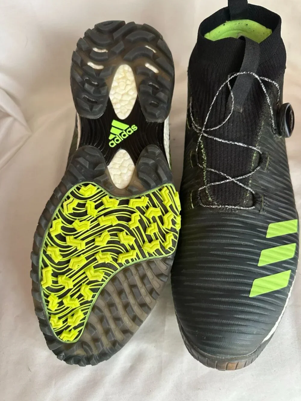 Adidas CodeChaos Spikeless Golf Shoes Mens Mid Black Green EE9105 Sz 11